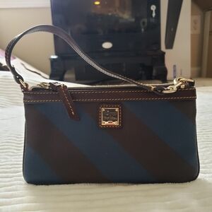 Dooney & Bourke Blue and Brown Diagonal Striped Women's Wristlet Bag